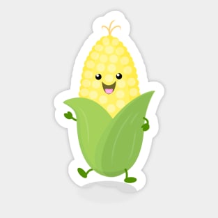 Cute happy corn cartoon illustration Sticker